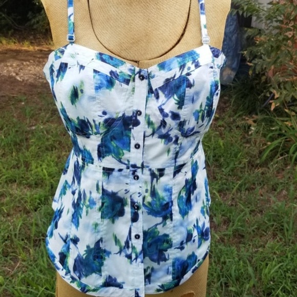 LC Lauren Conrad Tops - L C Lauren Conrad Blue/Lt Mint Floral Top Size L